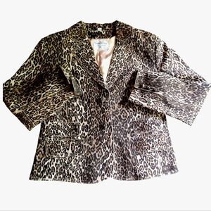 🐆Pam McCoy Leopard Print Leather Jacket/Blazer